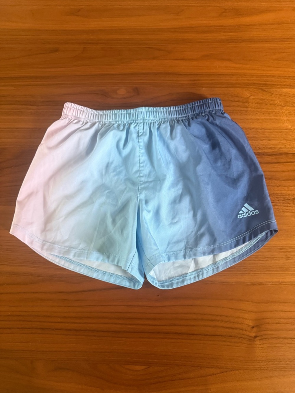 Girls Adidas Light Blue Ombré  Athletic Shorts with Logo